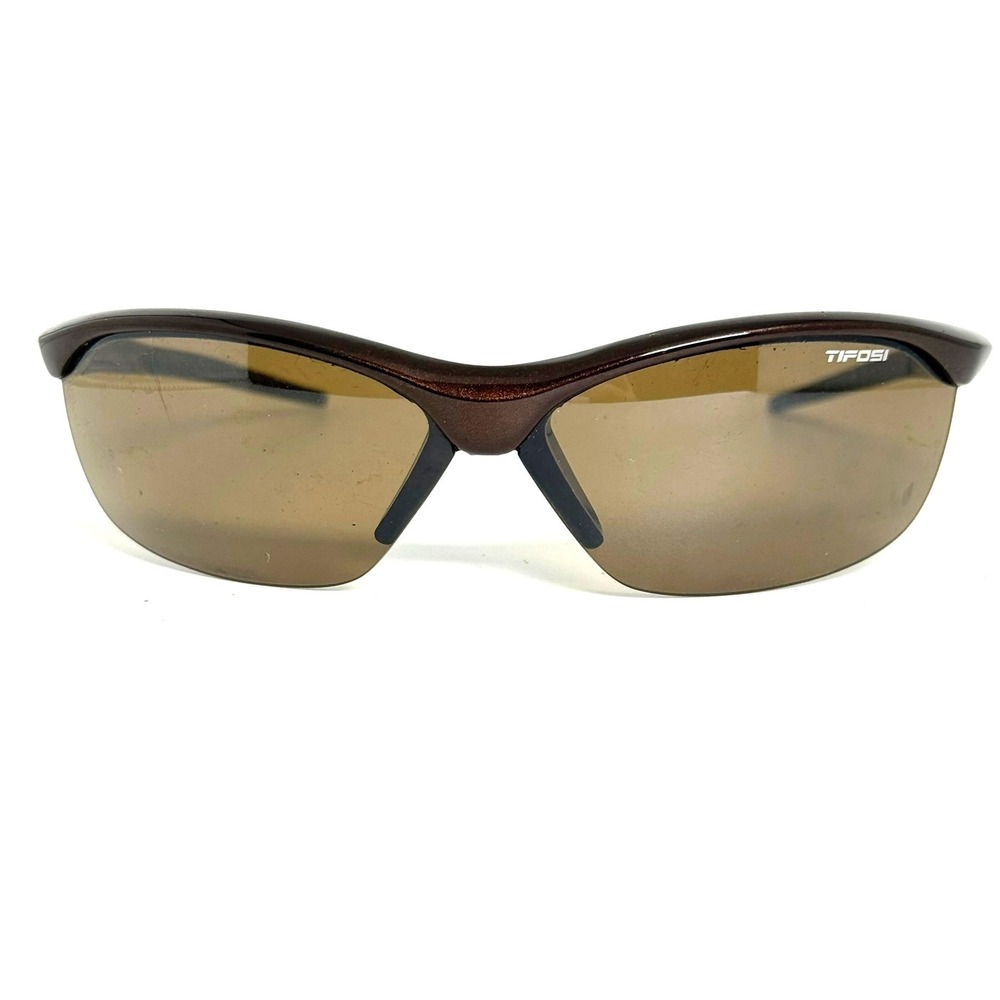 Tifosi Gavia SL T-F995 Sunglasses Brown Sparkle Rimless Sport Wrap Shades